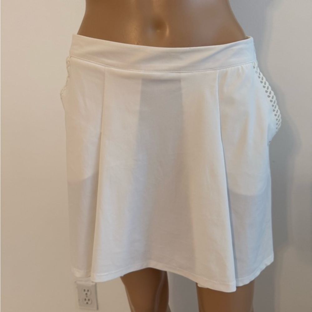 COLMAR White Asymmetrical Skater Mini Skirt